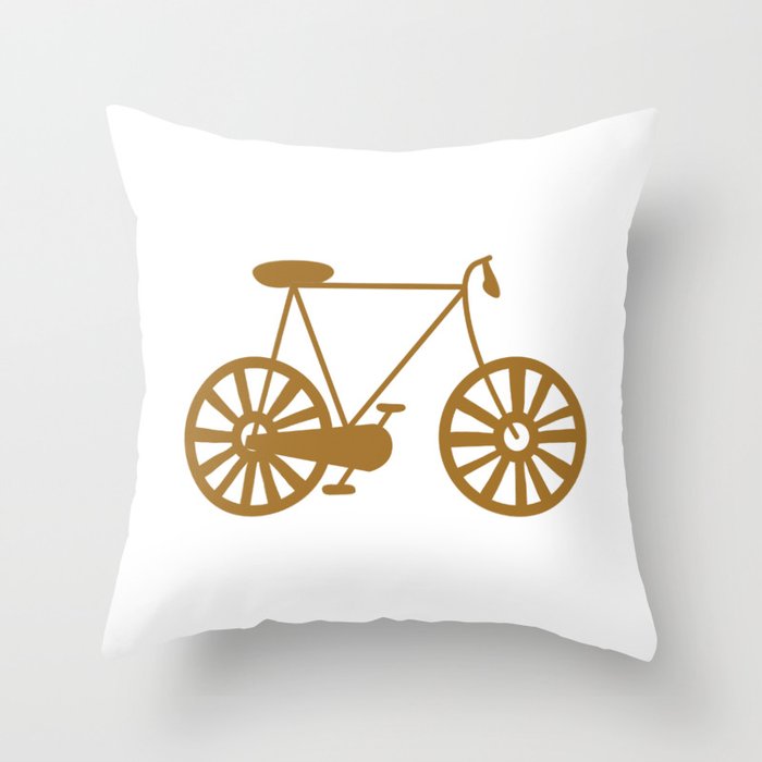 Brown Road Bike Lover Print Pattern Throw Pillow