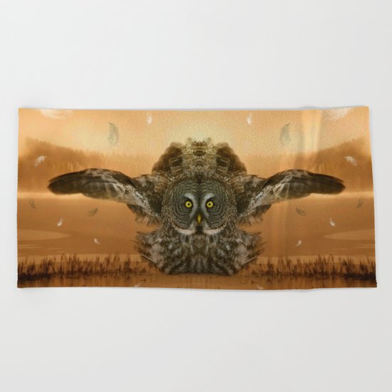 The greatest great gray of them all Beach Towel