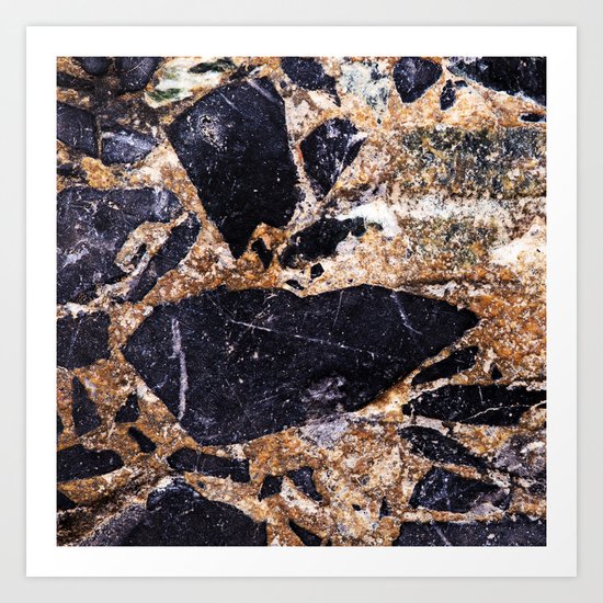 Black and Gold Marble Art Print