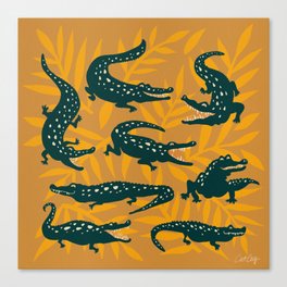 Alligator Collection – Ochre & Teal Canvas Print