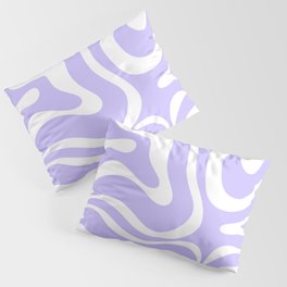 Retro Modern Liquid Swirl Abstract Pattern in Light Purple and White Pillow Sham