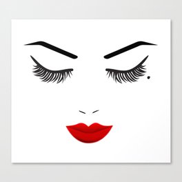 Eye Mole Beauty Face with Red Lips Canvas Print