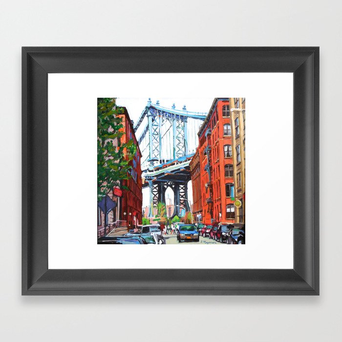 Manhattan Bridge, View From Dumbo Brooklyn Framed Art Print