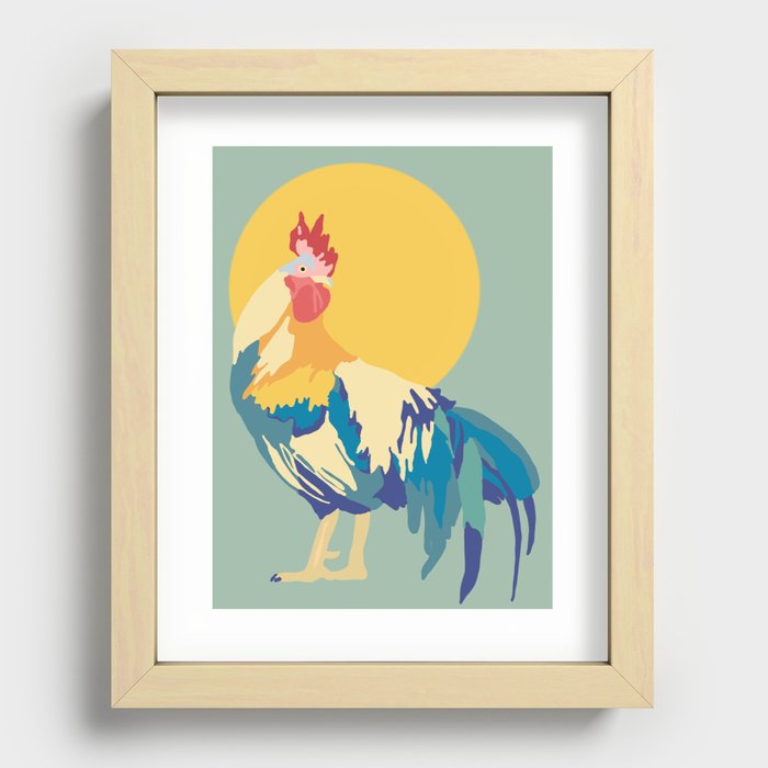 Rooster Rising Recessed Framed Print