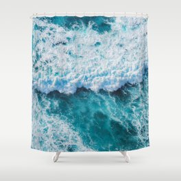 Turquoise Blue Ocean Waves Shower Curtain