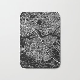 Rotterdam Black Map Bath Mat | Minimal, Abstract, Design, Pattern, Architecture, Black And White, Netherlands, Modern, Black, Rotterdammap 