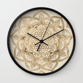 Flower of Life in Lotus - pastel golds and canvas Wall Clock