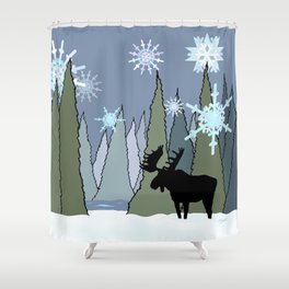 Moose and Trees Shower Curtain