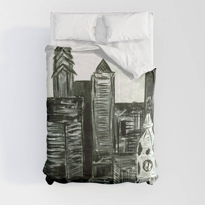 Black and White Philly Skyline Comforter