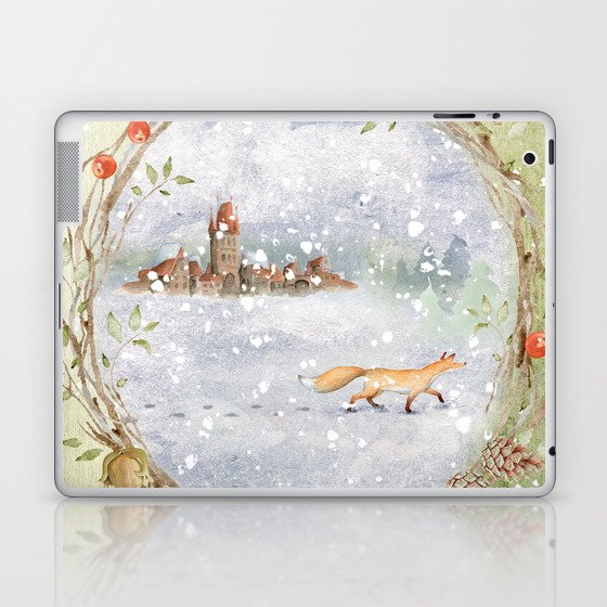 Christmas vintage fox Laptop & iPad Skin