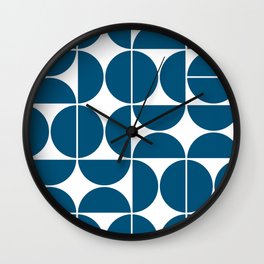 Mid Century Modern Geometric 04 Blue Wall Clock | Midcenturymodern, Curated, Abstract, Illustration, Scandinavian, Digital, Pattern, Vintage, Popart, Blue 