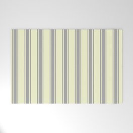 [ Thumbnail: Light Yellow & Dark Gray Colored Lines Pattern Welcome Mat ]