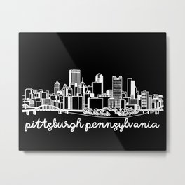 Pittsburgh Pennsylvania Skyline Metal Print | Pittsburghskyline, Digital, Pittsburgh, Black And White, Skylineart, Panthers, Blackwhiteskyline, Pennsylvania, Drawing, Pitt 
