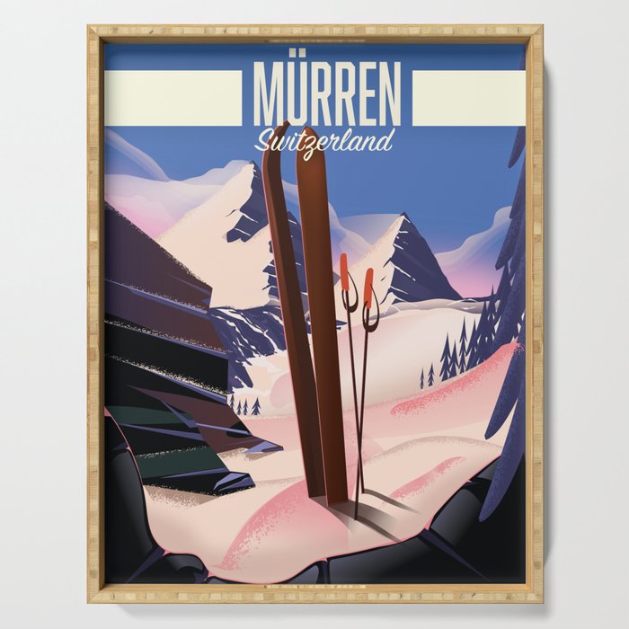 Murren Switzerland ski poster Serving Tray