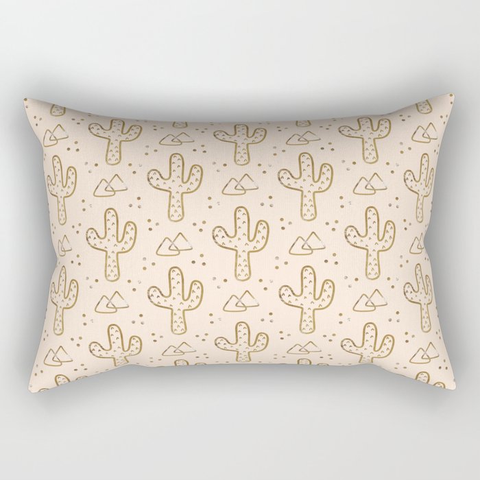 Golden Desert Cacti Rectangular Pillow