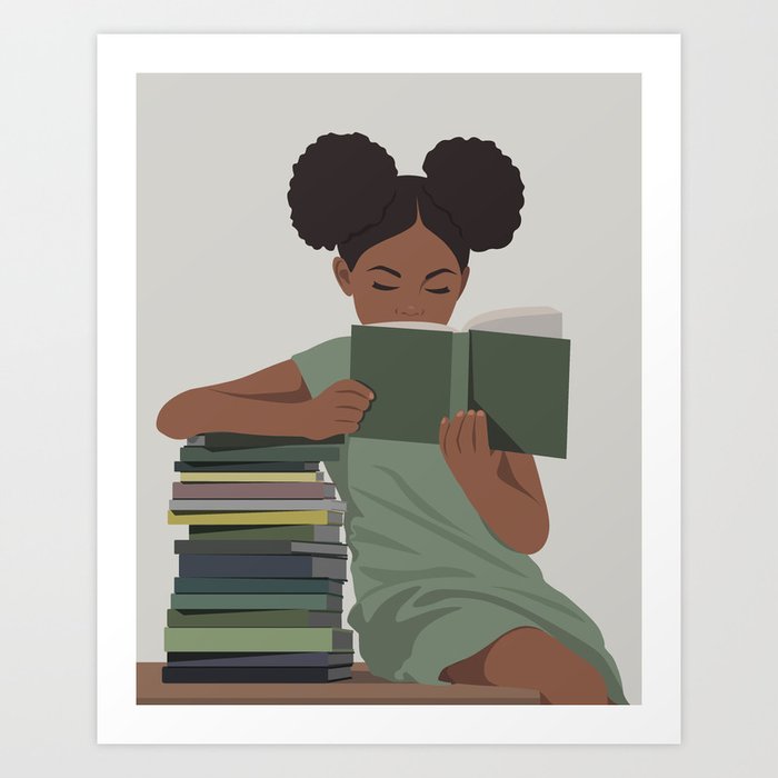 Black　Society6　by　TempleOfSummer　girl　Art　reading　Print