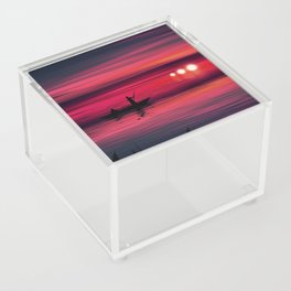Sillhouettes Fisherman Sunset Acrylic Box
