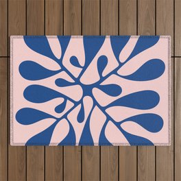 Matisse Inspired Abstract Cut Outs blue Outdoor Rug