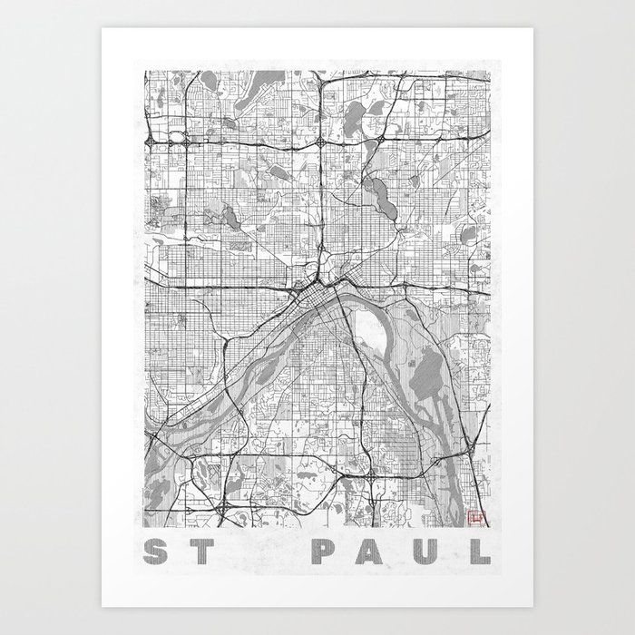 St Paul Map Line Art Print