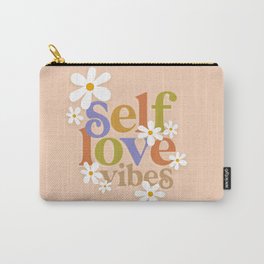 Self Love Vibes - Earthy  Carry-All Pouch | Empowering Women, Typography, Retro, Vibes, Mental Health, Earthy, Words, Love, Graphicdesign, Daisy 