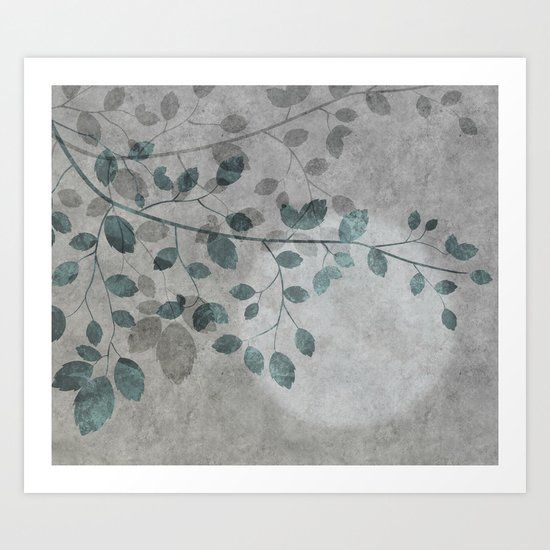 Pale moon mixed media illustration Art Print