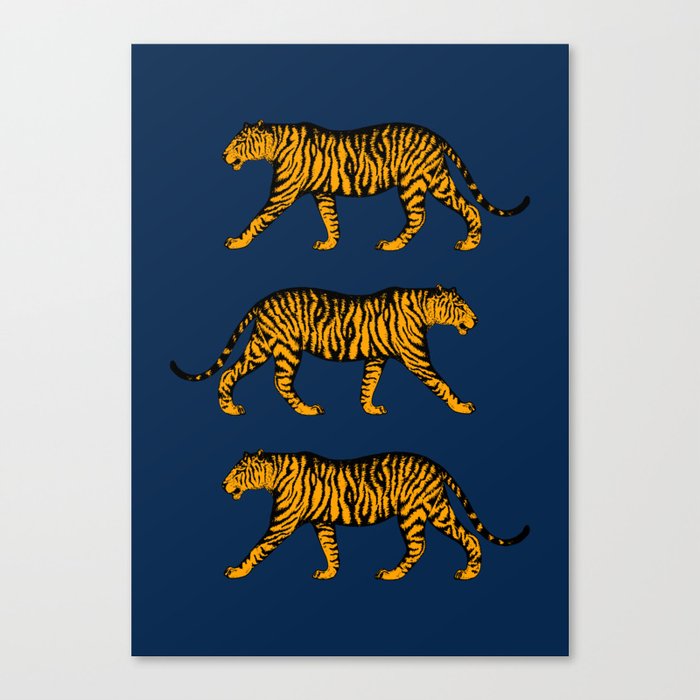 Tigers (Navy Blue and Marigold) Canvas Print