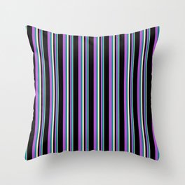 [ Thumbnail: Bisque, Dark Cyan, Orchid & Black Colored Lined Pattern Throw Pillow ]