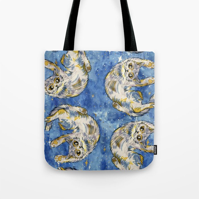 space galaxy blue cat Tote Bag