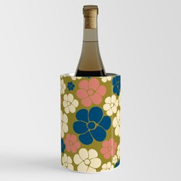 Flower Pattern - Blue, Olive Green, Pink and Cream  Wine Chiller