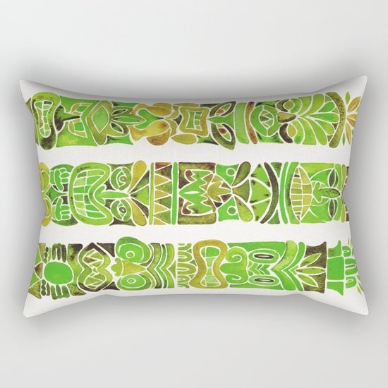 Tiki Totems – Green Rectangular Pillow