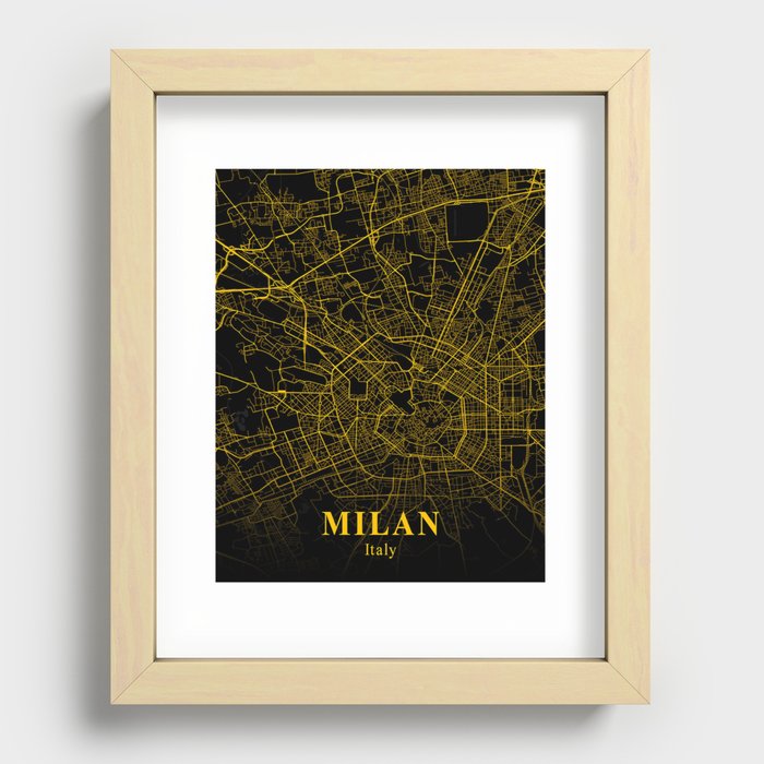 Milan map Recessed Framed Print