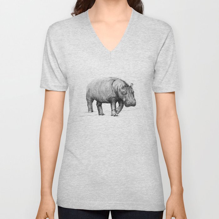 Hippo V Neck T Shirt