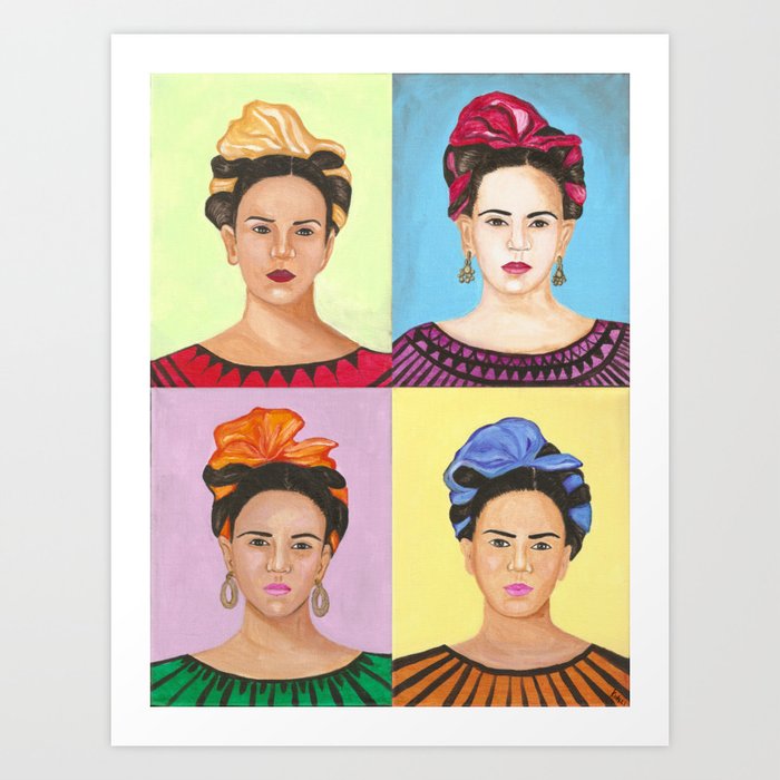 Frida Kahlo Inspired Colorful Pop Art Painting Art Print By