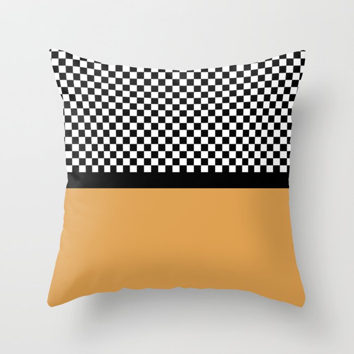 Mid Century Modern Eames Era Checkerboard Pattern Orange Throw Pillow