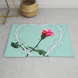 Heart with pink rose Rug