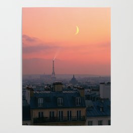 Roofs of Paris during blue hour Poster