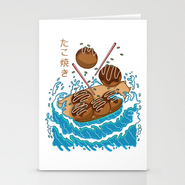 Takoyaki in the Wave Stationery Cards