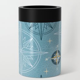 Travel by Compass - Nautical Blue Can Cooler