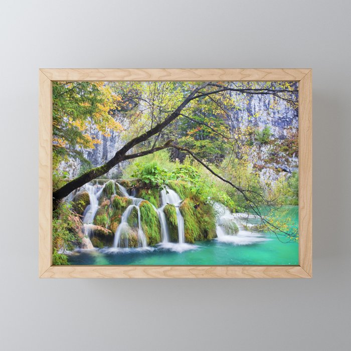 Waterfall in Plitvice Lakes in Croatia Framed Mini Art Print