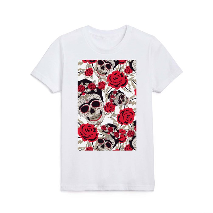 Ladies Skull Shirt Sugar Skull with Roses Tee T-Shirt