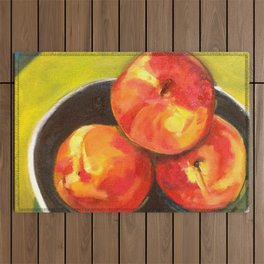 Three Peaches in a Bowl Outdoor Rug