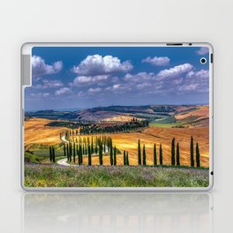 Cypress trees and meadow with typical tuscan house Laptop & iPad Skin
