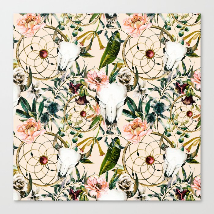 Floral bohemian pattern Canvas Print