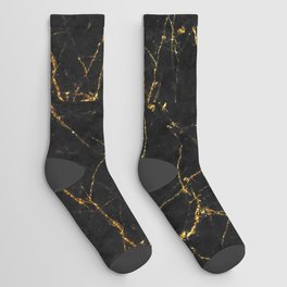 Gold Glitter and Black marble Socks