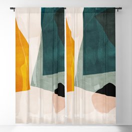 mid century shapes abstract painting 3 Blackout Curtain