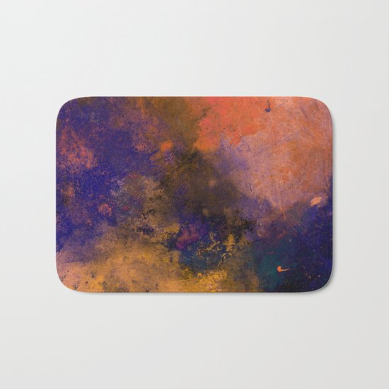 Inner Peace - Orange, red, blue, pastel, textured painting Bath Mat