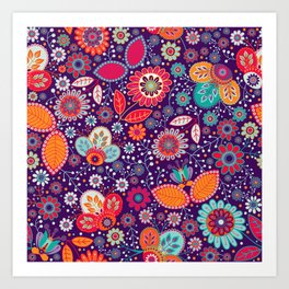 Colorful khokhloma flowers pattern Art Print | Khohloma, Mandala, Russian, Graphicdesign, Palm, Khokhloma, Leaves, Traditional, Nature, Cultural 