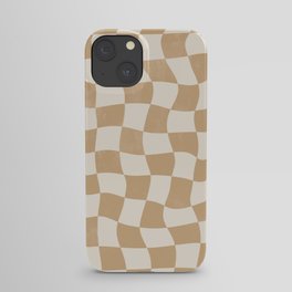 Warped Checkerboard - Tan Brown iPhone Case