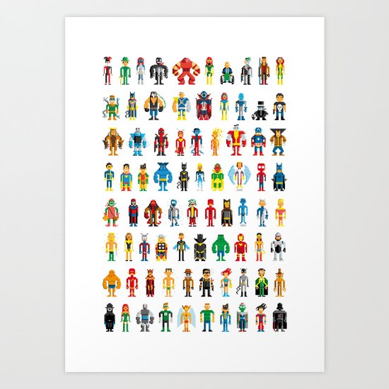 Pixel Heroes Art Print