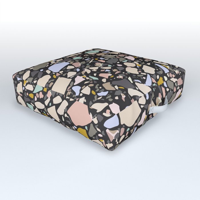 Dark terrazzo pattern Outdoor Floor Cushion
